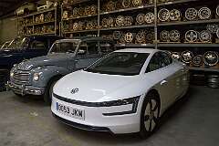A Volkswagen XL1 (VW 1-litre) of 2001, a two-person limited production diesel-powered plug-in hybrid.