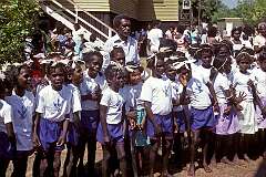 Wurrumiyanga, Australia, 1986 - Children after their First Holy Communion at the Roman Catholic church on Bathurst Island, Tiwi Islands.
