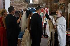 Sofia, Bulgaria, 2015 - A traditional Orthodox wedding ceremony in the Saint Sofia Church, the second oldest church in Sofia, dating to the 6th century.