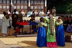Seoul, Korea, 2014 - A Korean wedding ceremony in Korea House, near Namsangol Hanok Village.
