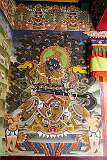 One of the many wall paintings in the main assembly hall in Tawang Monastery.