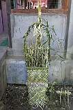 Kharung Yugyang, a small altar of Danyi Piilo (Donyi Polo), an indigenous animistic and shamanic religion, in front of the house in Tajang.