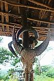 The skull of a mountain goat outside the house of the&nbsp;Angh, the traditional chief or king of the Konyak Naga village of Sheanghah Chingnyu.