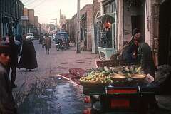 Selling vegetables on the street in Mashhad.