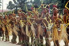 Colonia, Yap island, Micronesia, 1990 - Dance performance by boys from the village of Tamil.