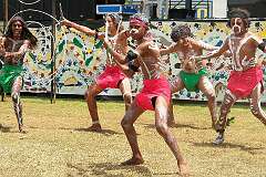Cardwell, Queensland, Australia, 2007 - The Aboriginal Dance Group of Djarragun College at the Girringun Cultural Festival.