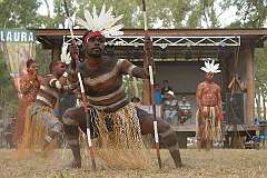 Laura, Queensland, Australia, 2009 - Men from Aurukun, Cape York, perform at the Laura Aboriginal Dance Festival.