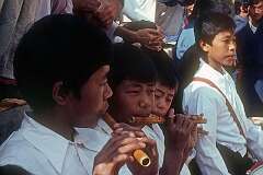 Dharamshala, Himachal Pradesh, India, 1979 - Tibetan boys playing flutes in McLeod Ganj (“Little Lhasa”).