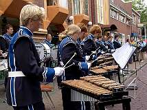 Harlingen, Fryslân, Netherlands, - The band “Hosanna” performing on the street.