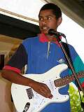 Gordonvale, Queensland, Australia, 2004 - A Torres Strait Islander Djarragun College band member.