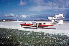 A Britten-Norman Trislander, a three-engined 18-seat commercial aircraft of Loganair.