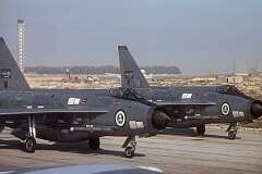Two English Electric Lightning jets of the Royal Saudi Air Force on Dhahran Airport in 1979.