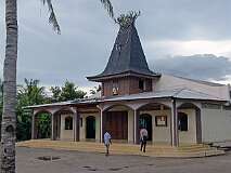 Lospalos, Lautem, Timor Leste, 2004 - The Catholic church, with a high pitched traditional Fataluku style roof.