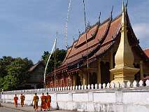 Luang Prabang, Laos, 2007 - The Thai styled Wat Saen Soukharam temple, built in 1718 and restored in 1932 and 1957.
