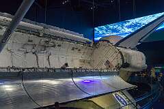 The loading bay of Space Shuttle Atlantis, the fourth operational and the second-to-last Space Shuttle built.