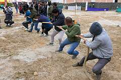 Tawang, Arunachal Pradesh, India, 2023 - “Thekpa-teng-ri”, tug-of-war, a traditional game of the Monpa people, at the Tawang Festival.