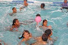 Gordonvale, Queensland, Australia, 2010 - Djarragun College students in the swimming pool.