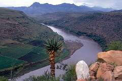 Quthing, Lesotho - The Senqu (or Orange) river between Quthing and Mount Moorosi.