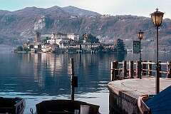 Orta San Giulio, Piemonte, Italy - The island of San Giulio, from Orta, on the Lago d'Orta.