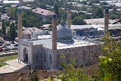 Osh, Kyrgyzstan - View of the Sulaiman Too mosque from the path on Sulayman Mountain.